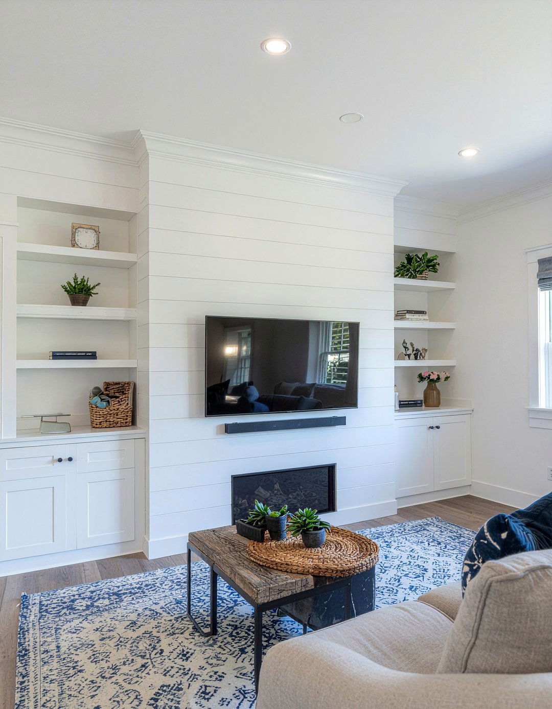 Shiplap TV Niche - 30 living room tv niche ideas