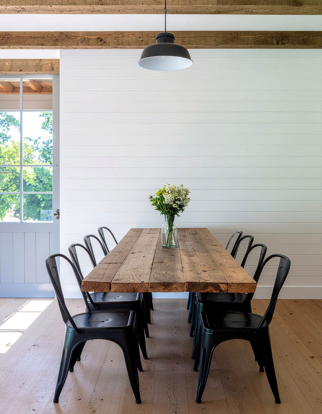 Shiplap Wall - 30 rustic farmhouse dining room ideas