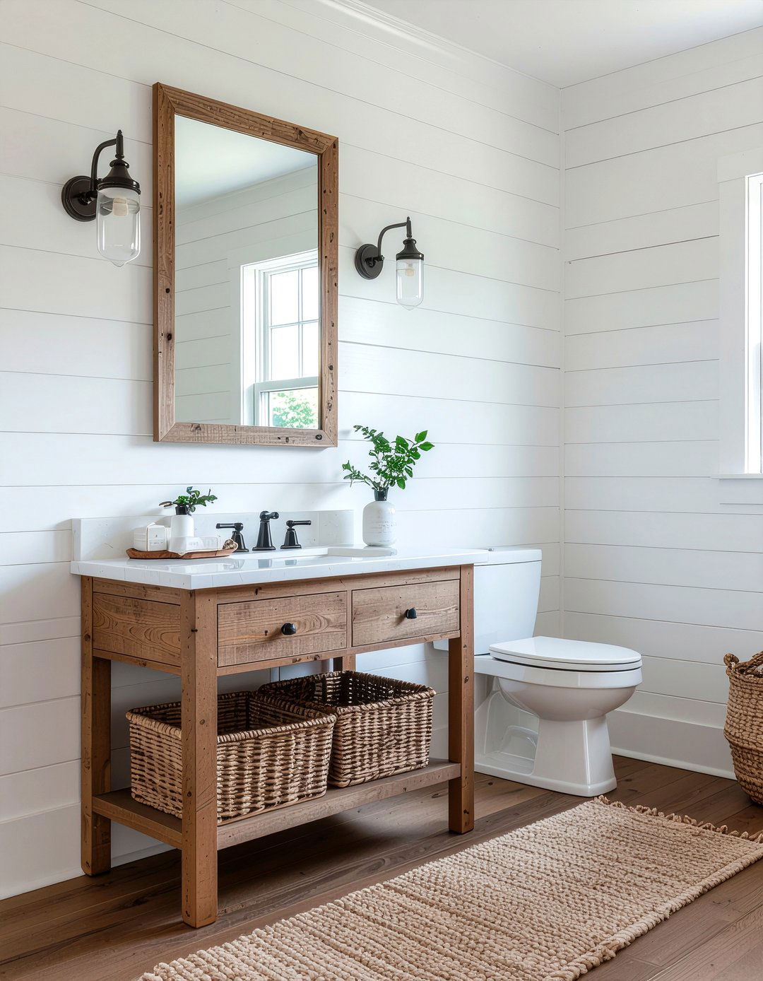 Shiplap Wall Bathroom - 30 cozy bathroom settings