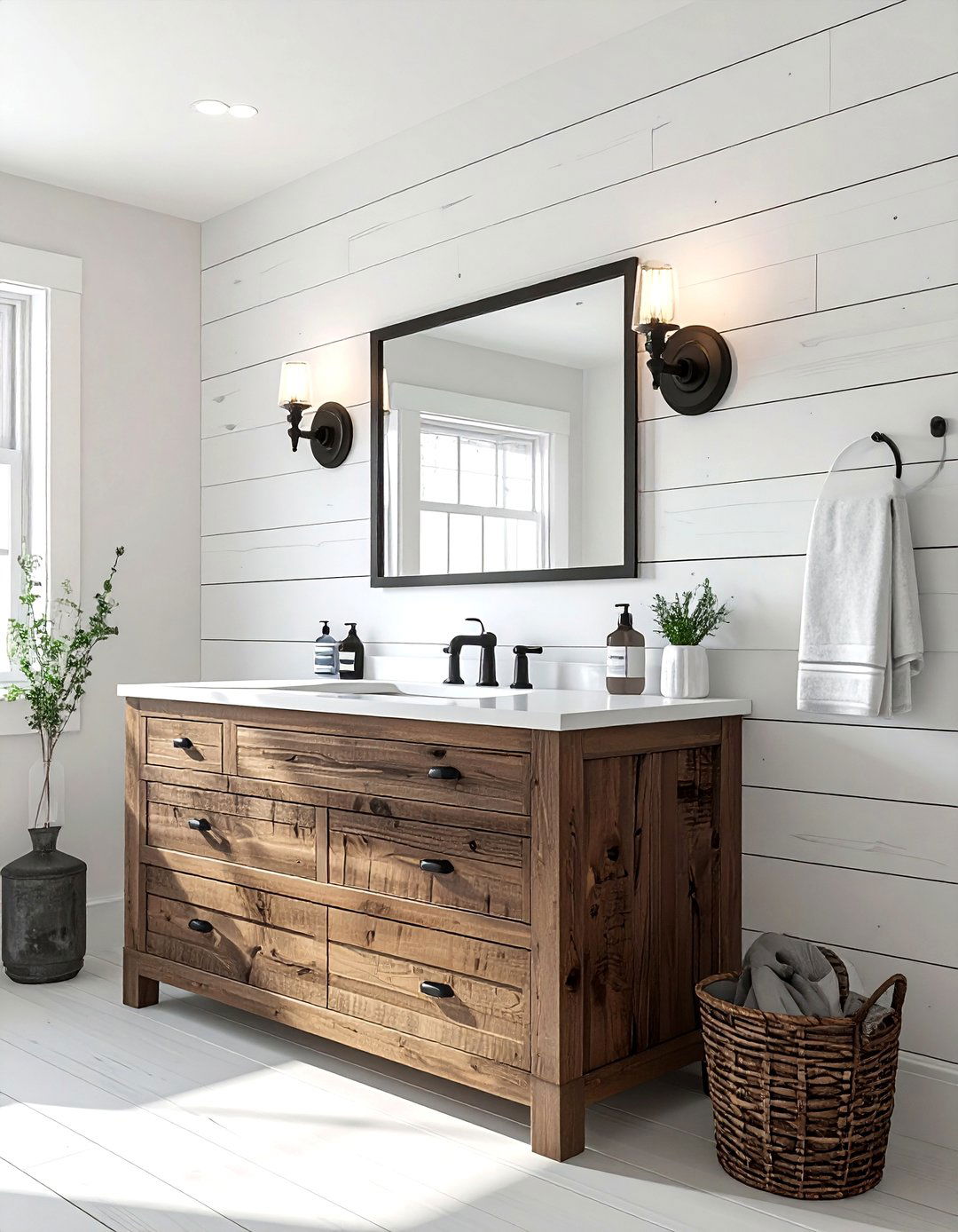 Shiplap Wall - 30 bathroom backsplash ideas
