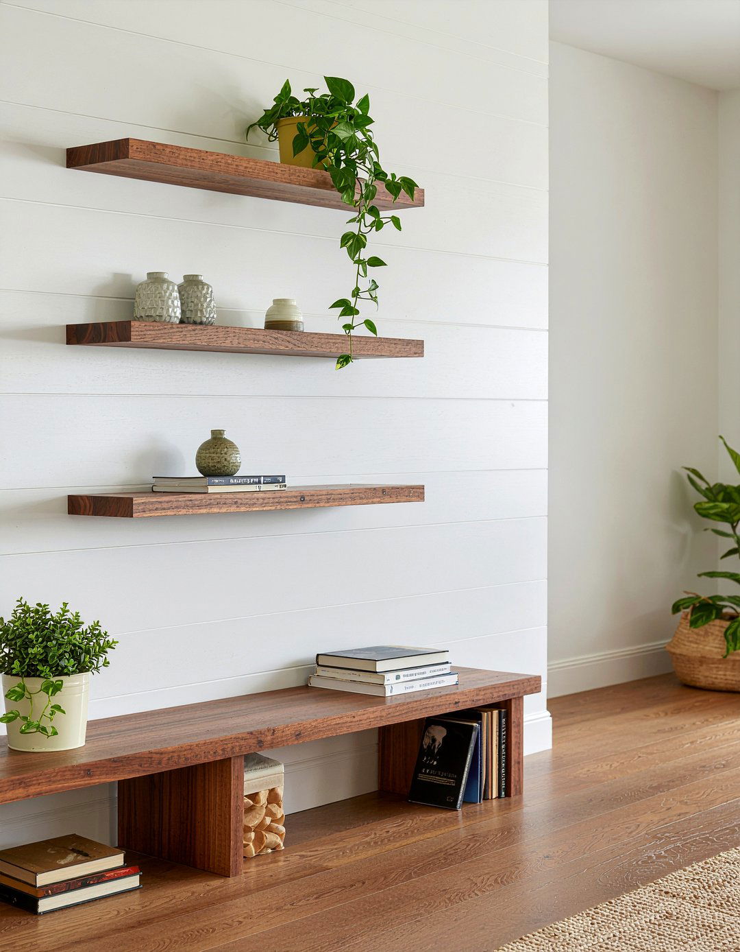 Shiplap With Floating Shelves - 30 living room shiplap walls