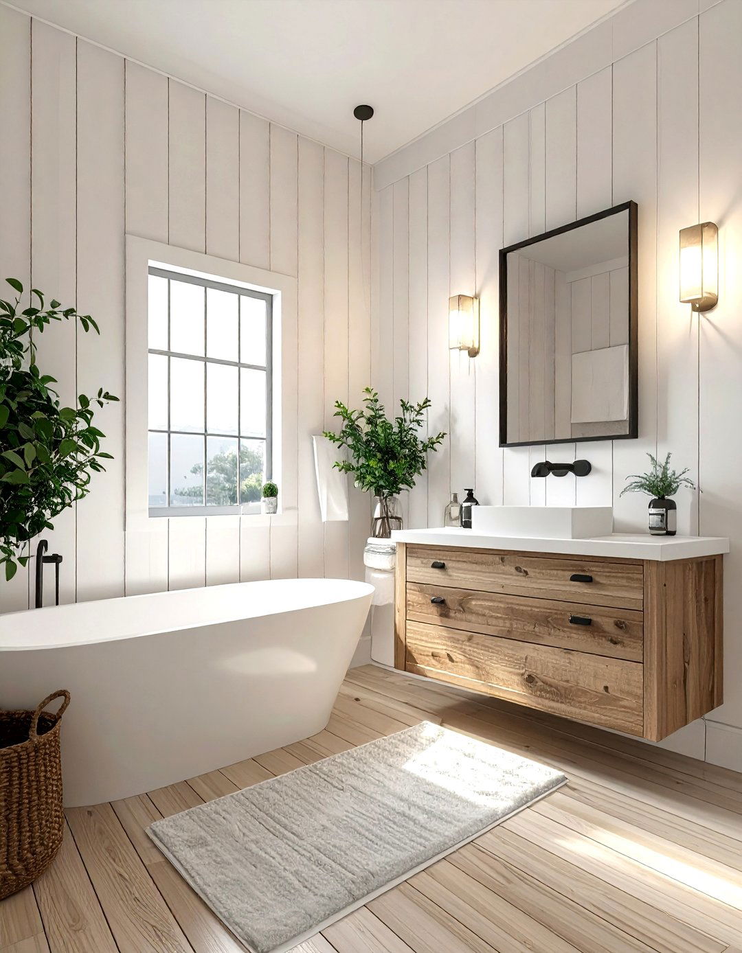 Shiplap bathroom wall - 30 wood accent ideas