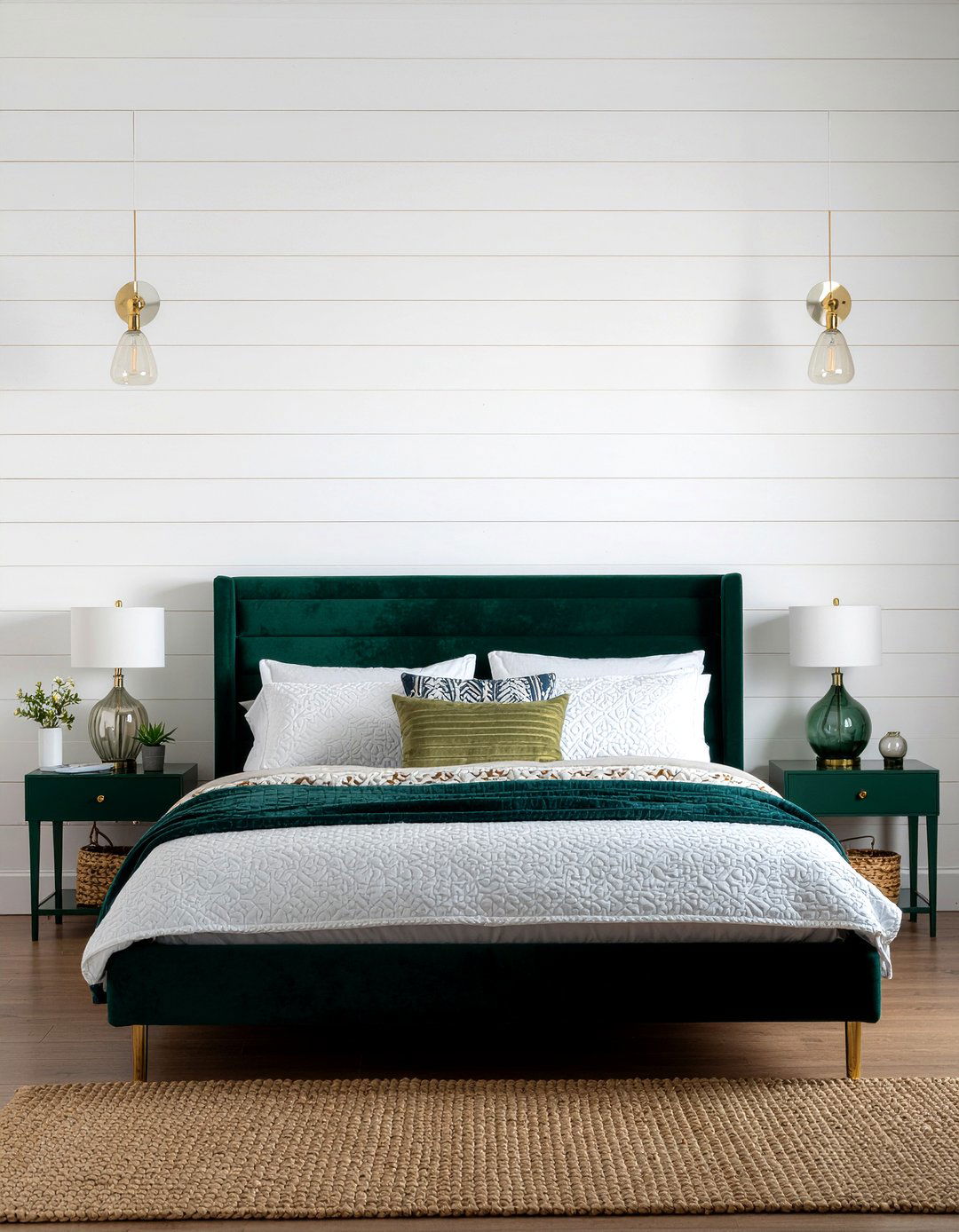 Shiplap behind bed headboard - 30 bedroom shiplap walls