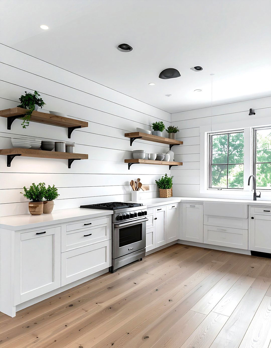 Shiplap kitchen walls - 30 kitchen texture layering ideas