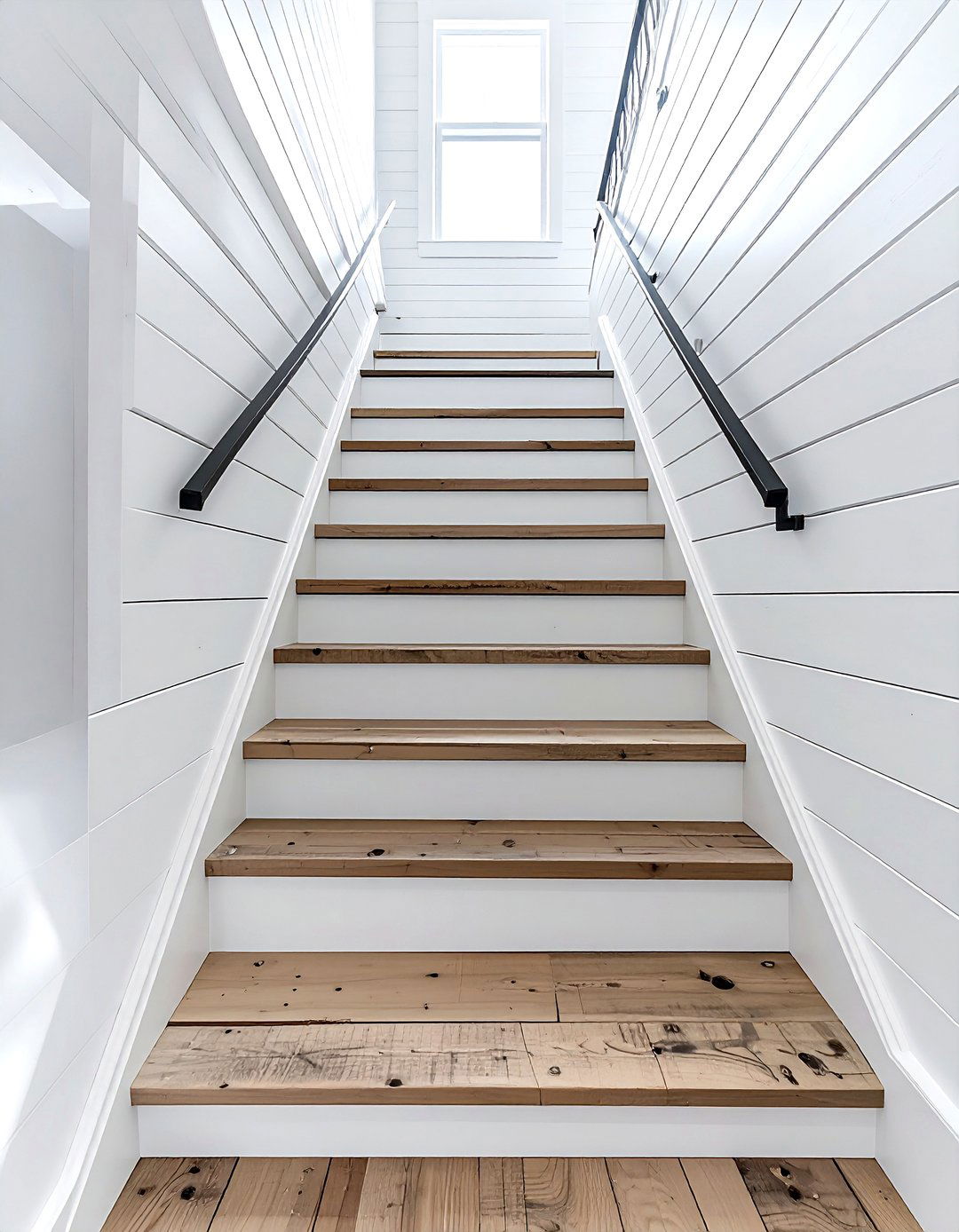 Shiplap staircase wall - 30 shiplap wall ideas