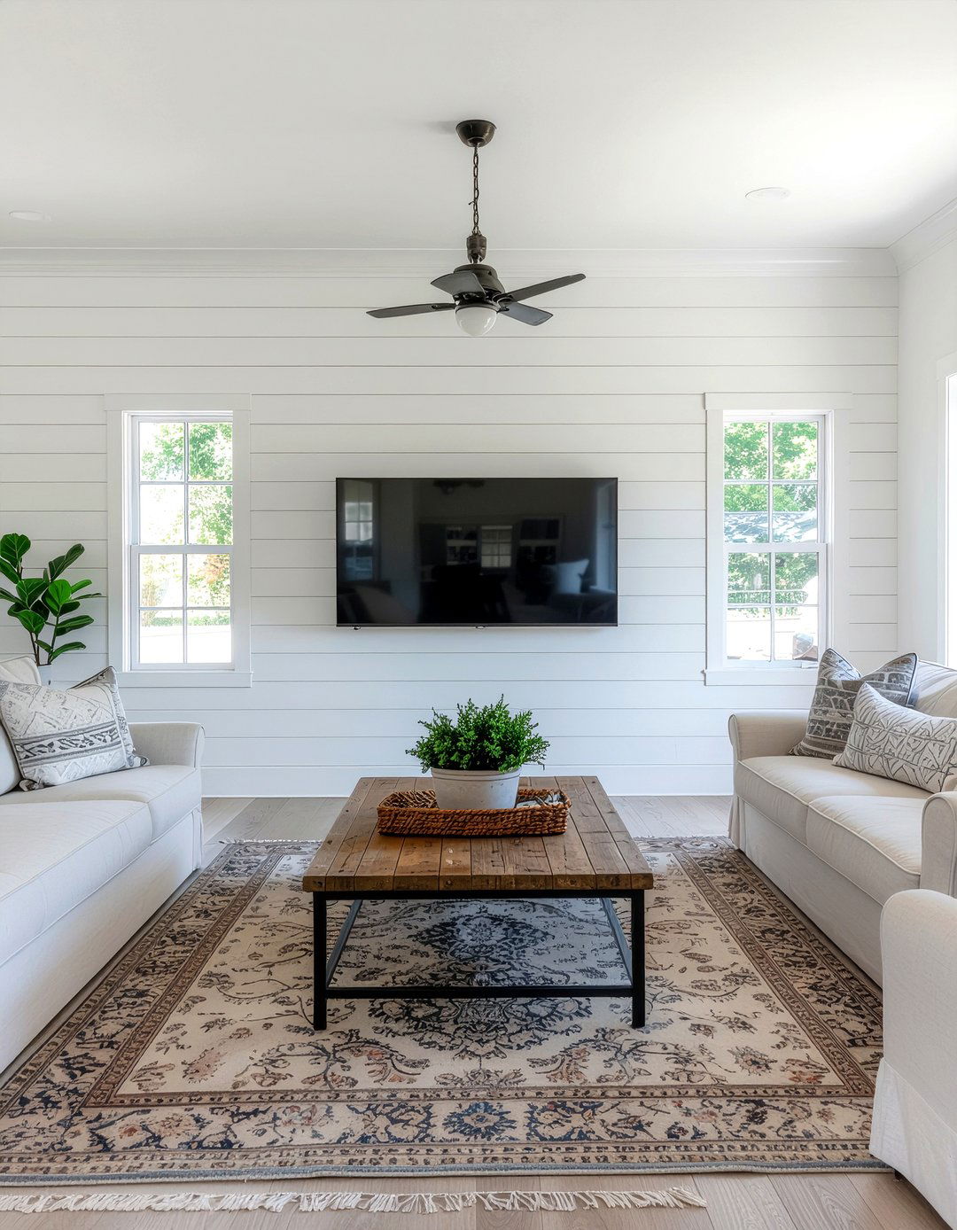 Shiplap tv wall - 30 living room wall mounted tv ideas