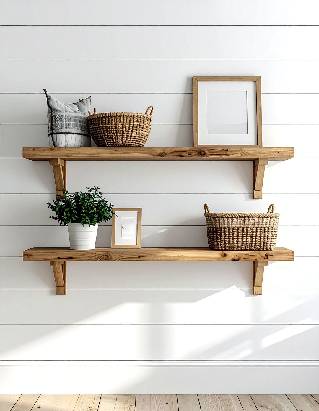 Shiplap wall shelving - 30 bathroom wall shelving ideas
