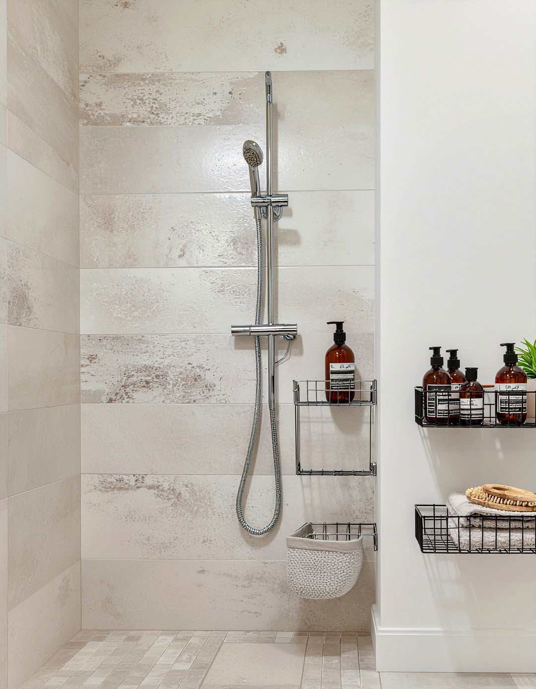 Shower Caddy Tension Pole - 30 bathroom organizer set ideas