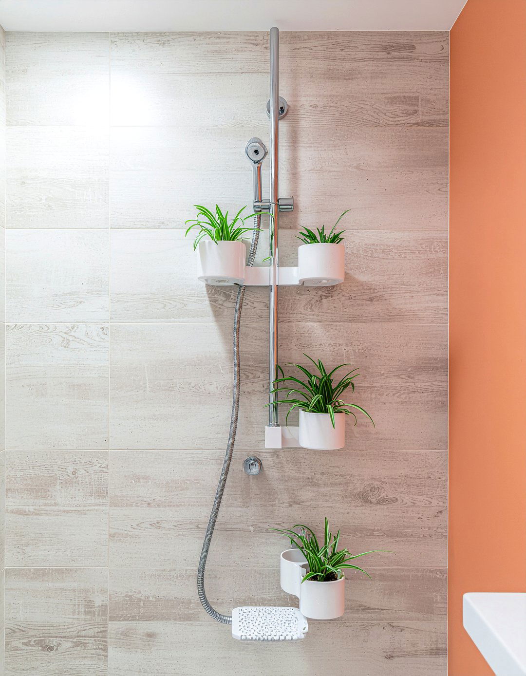 Shower Tension Pole - 30 bathroom planter ideas