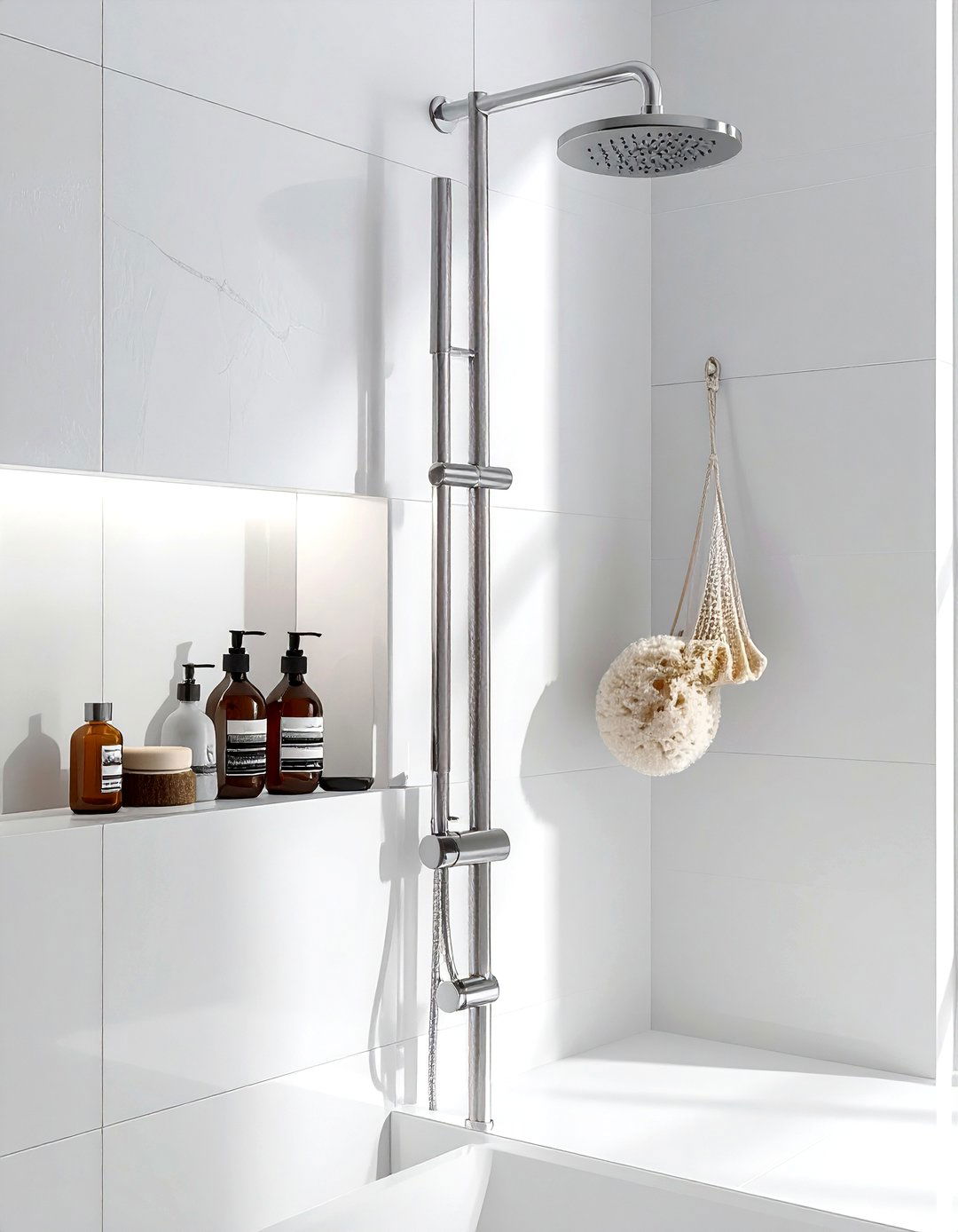 Shower caddy tension pole - 30 bathroom storage hacks