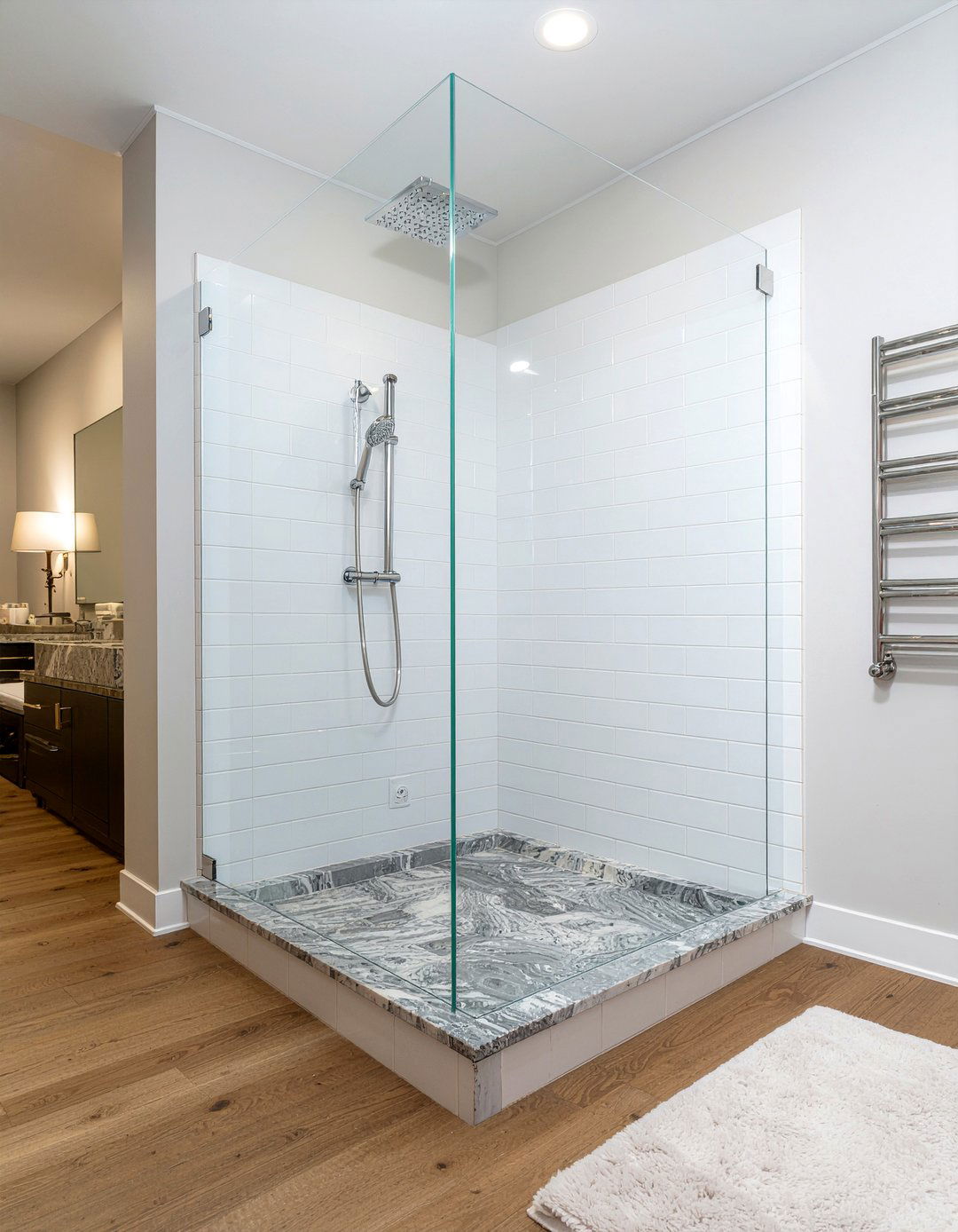 Shower pony wall with glass - 30 bathroom half wall ideas