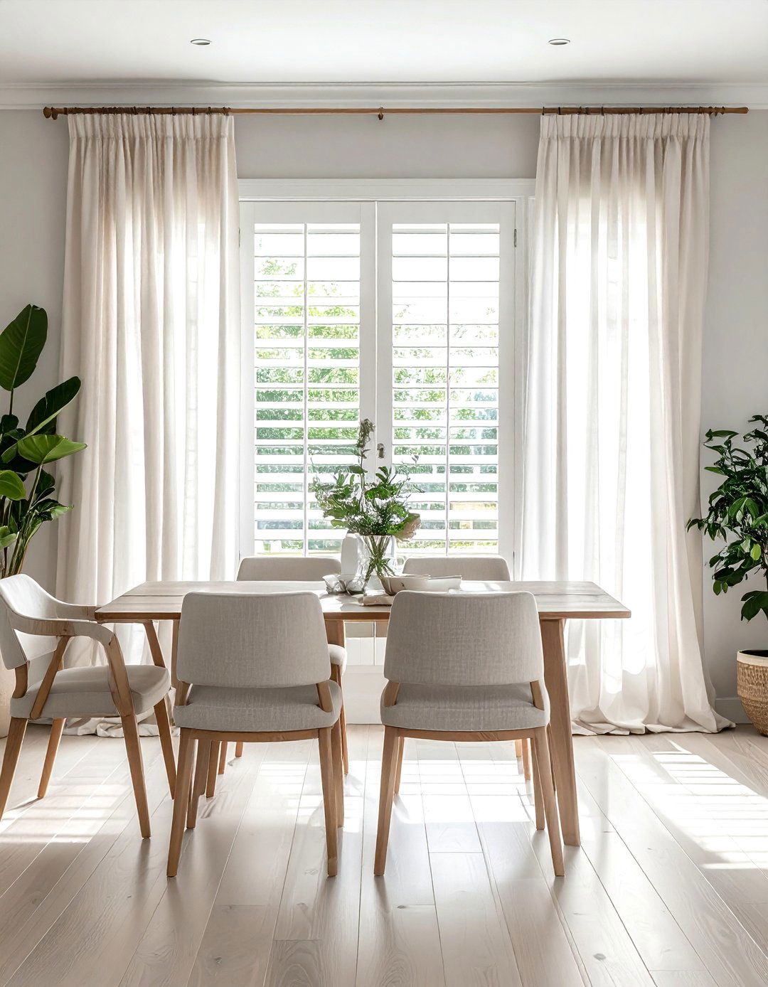 Shutters with curtains - 30 dining room shutter ideas
