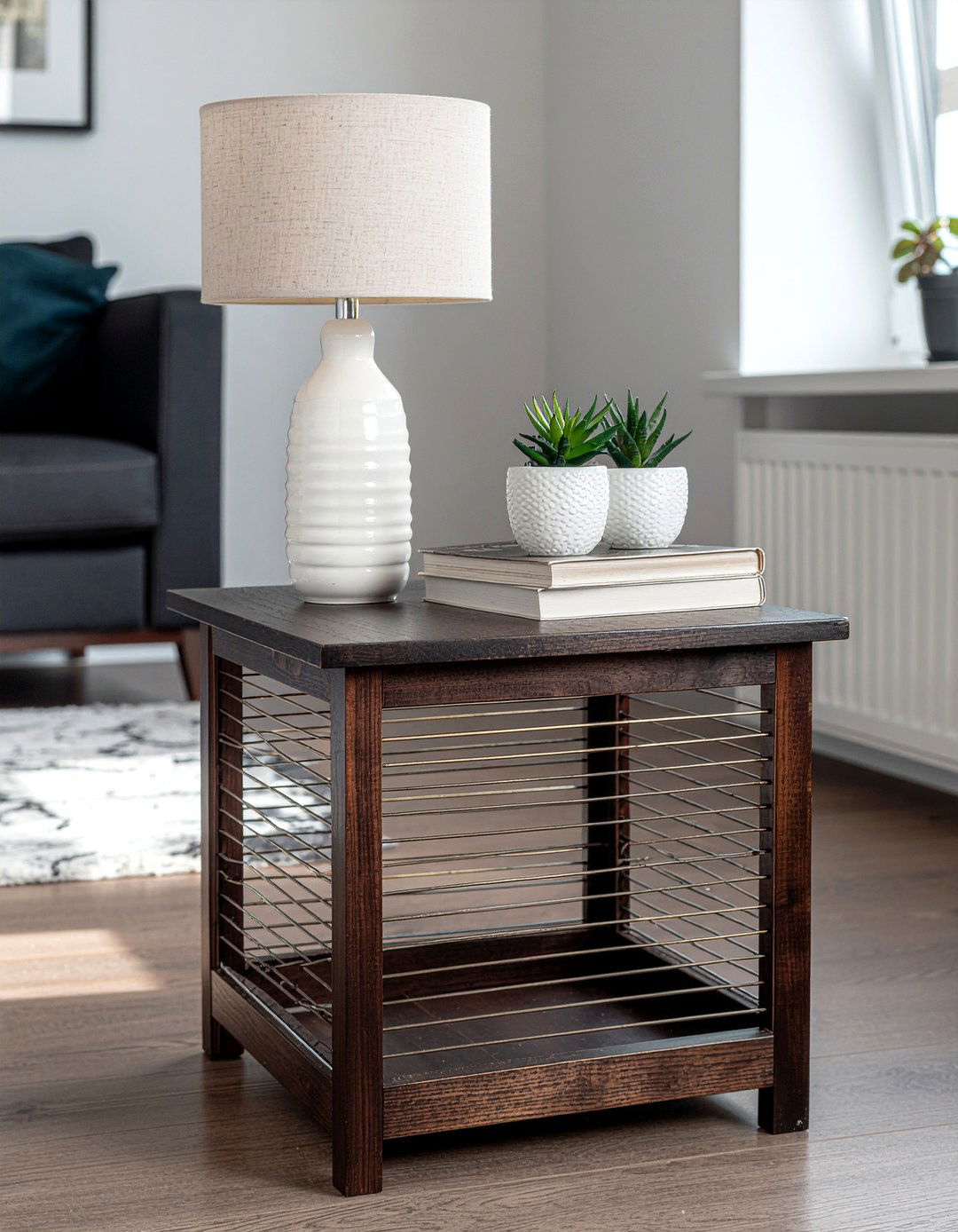 Side Table Dog Crate - 30 dog living room ideas