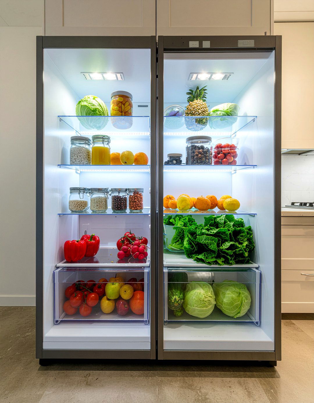 Side by side refrigerator glass doors - 30 side-by-side refrigerator kitchen ideas