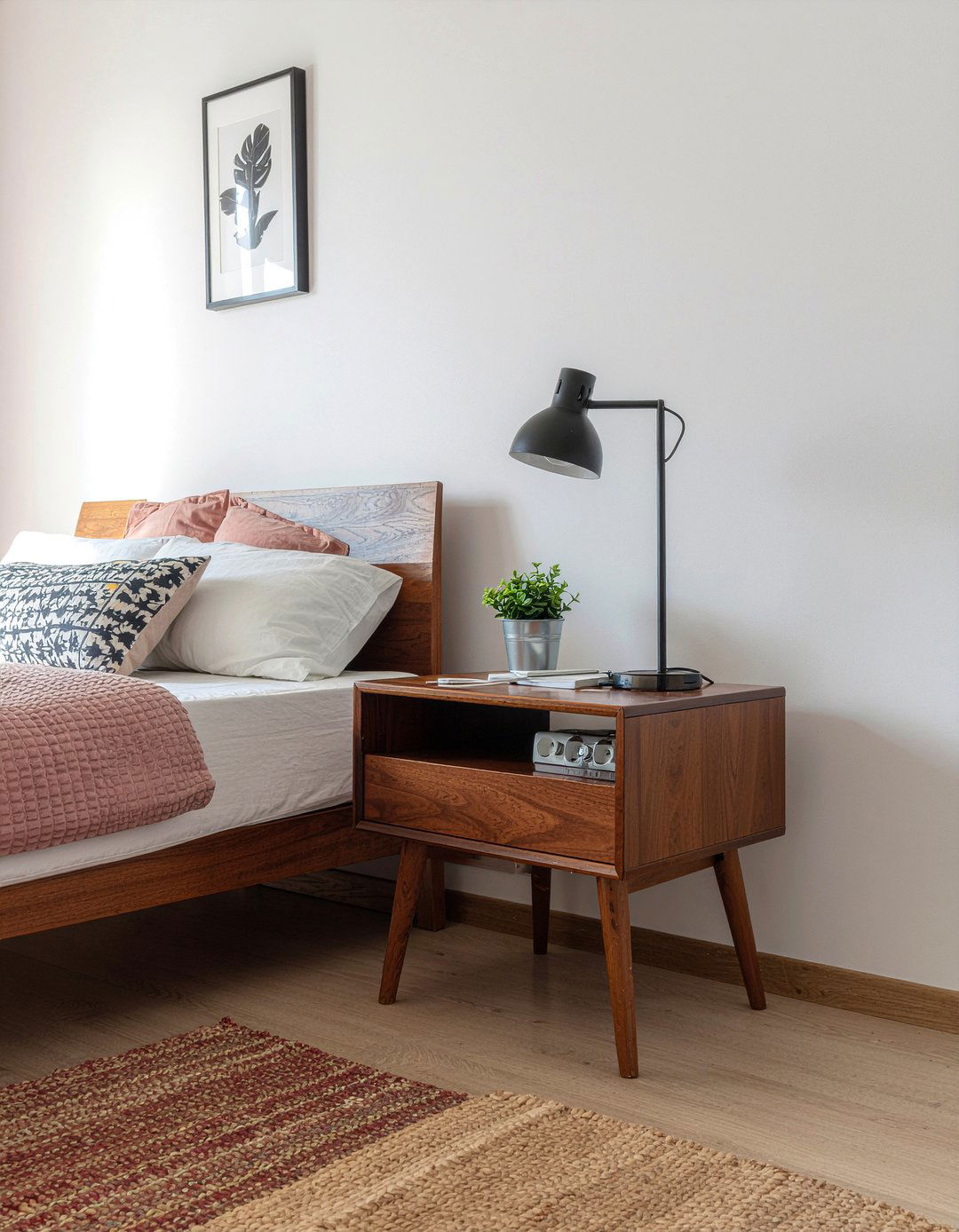 Side table with charging station - 30 bedroom charging stations