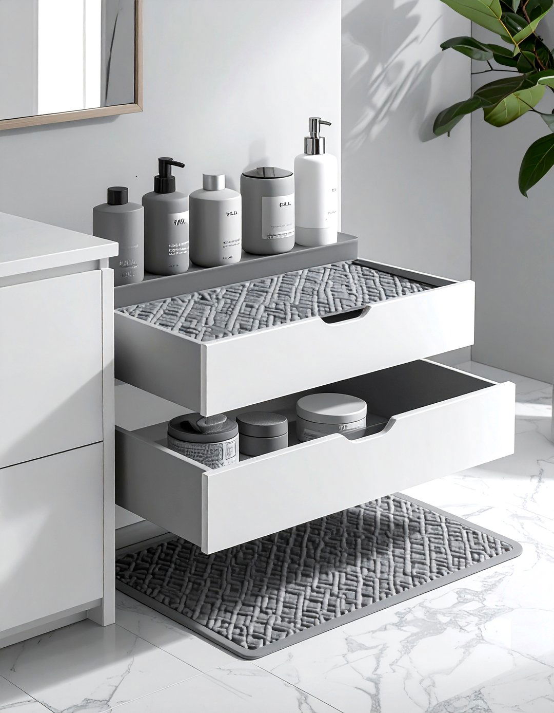 Silicone drawer liners - 30 bathroom drawer organization ideas