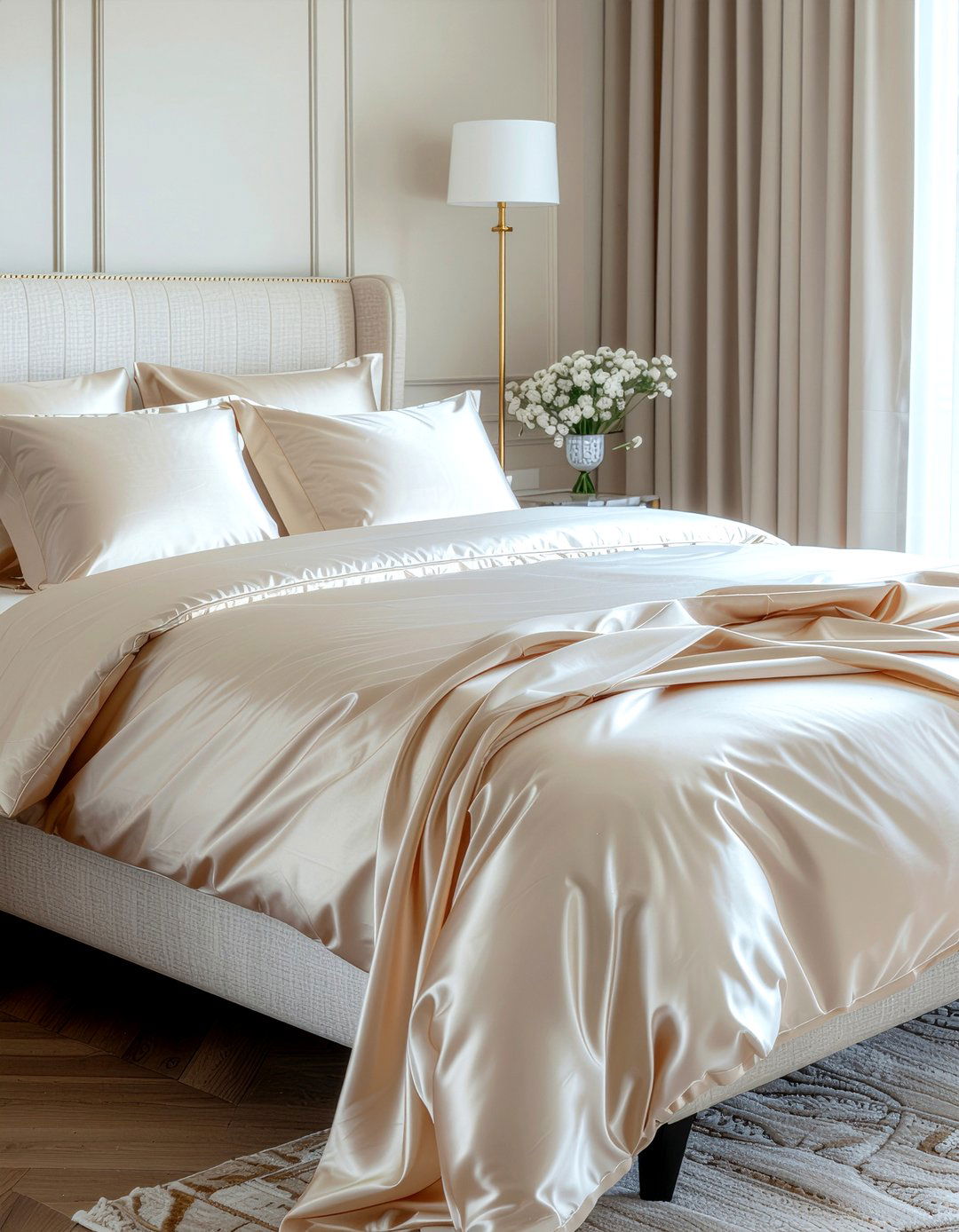 Silk Bed Linens - 30 penthouse bedroom ideas