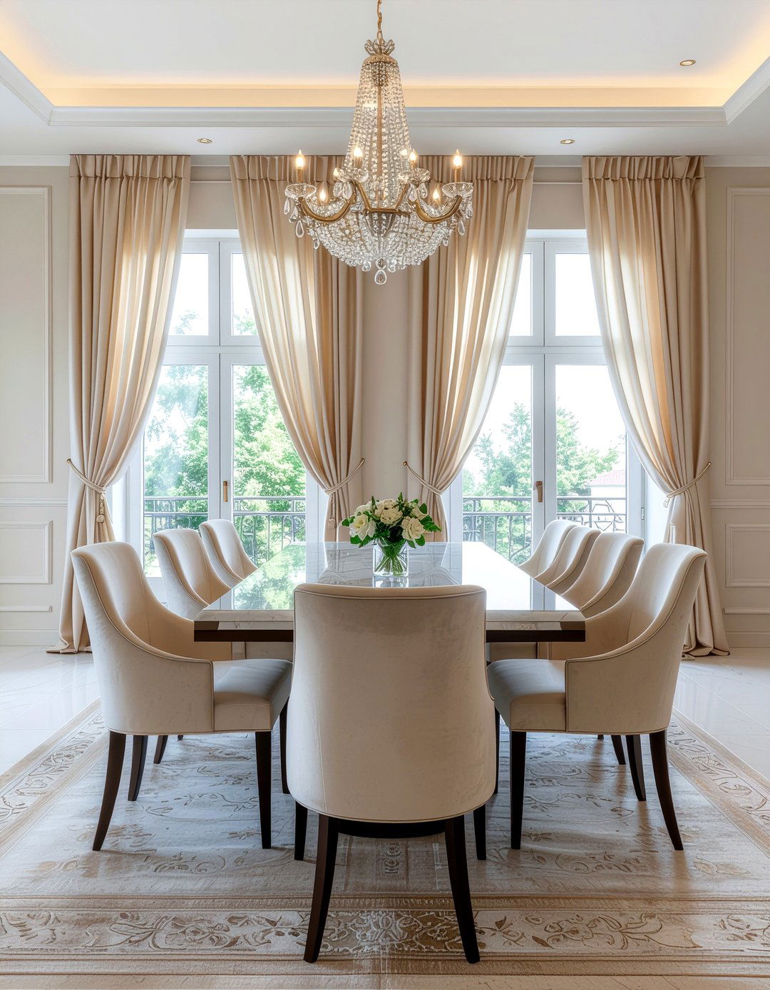 Silk Drapery Panels - 30 dining room window treatment ideas