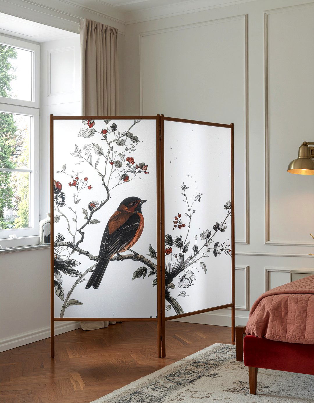 Silk Screen Divider - 30 silk bedroom ideas