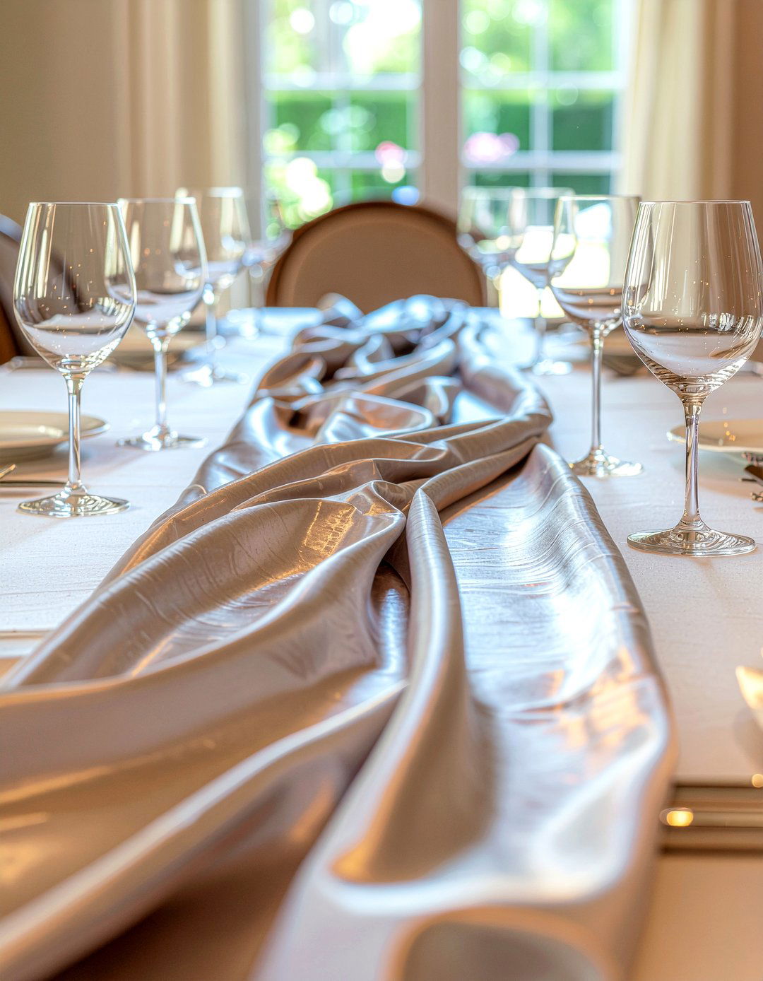 Silk Table Runner - 30 romantic dining room ideas