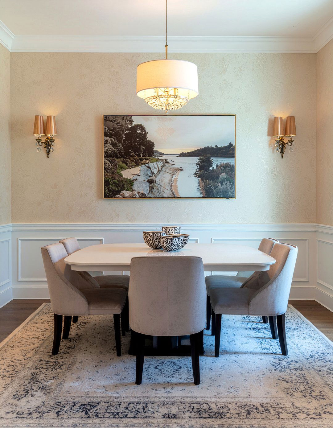 Silk Wallpaper - 30 mansion dining room ideas