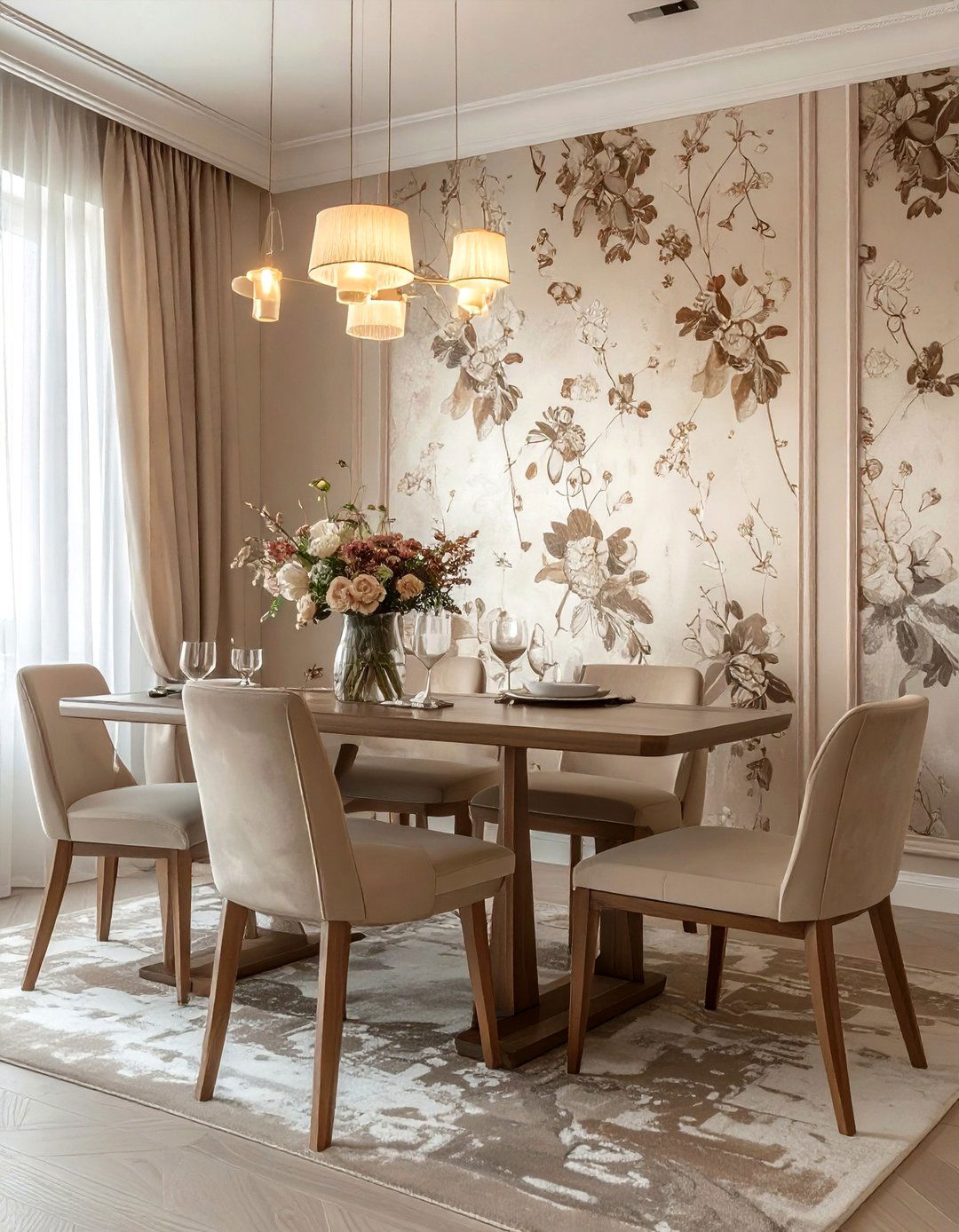 Silk Wallpaper Dining - 30 Asian dining room ideas