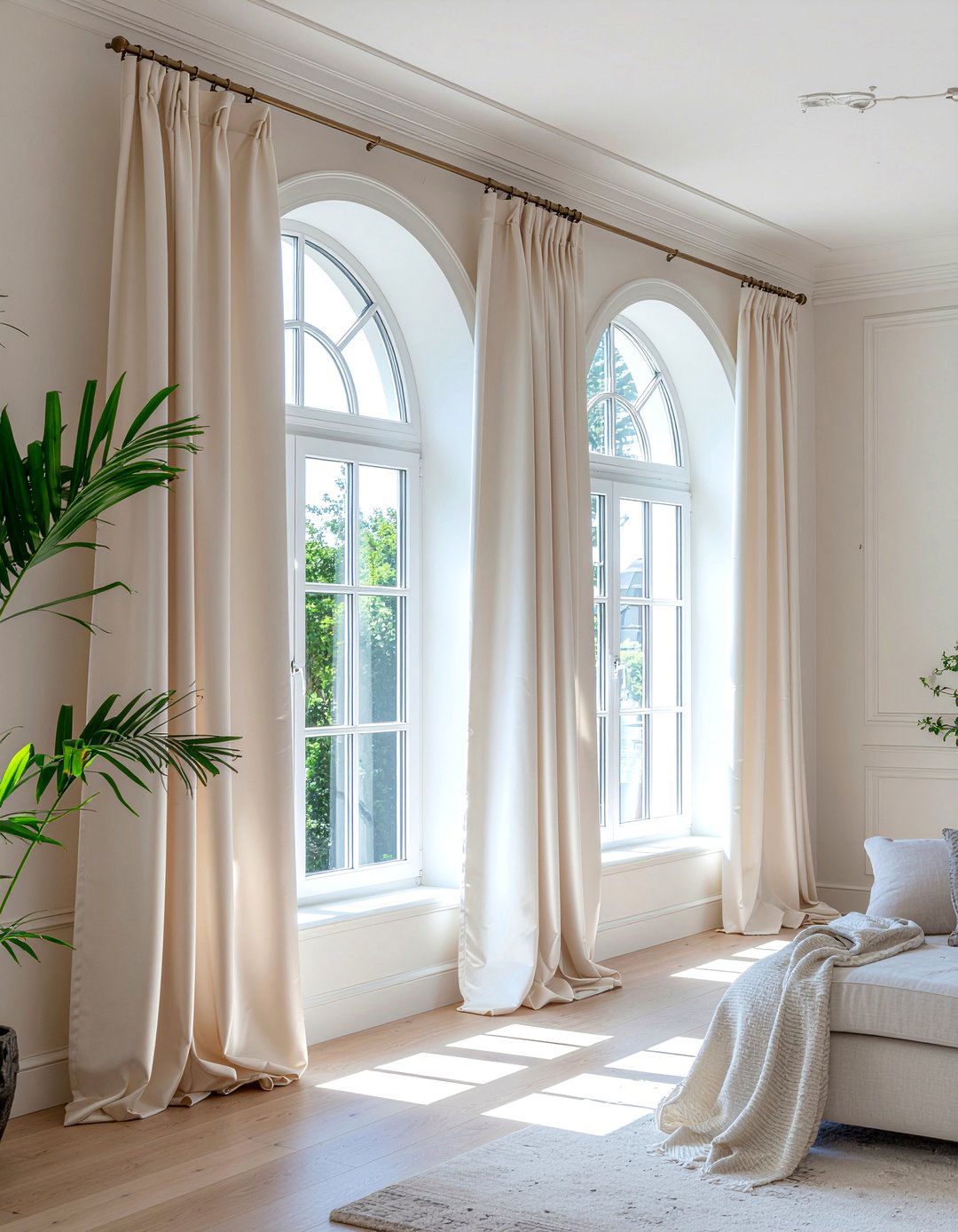 Silk curtains - 30 modern glam living room ideas