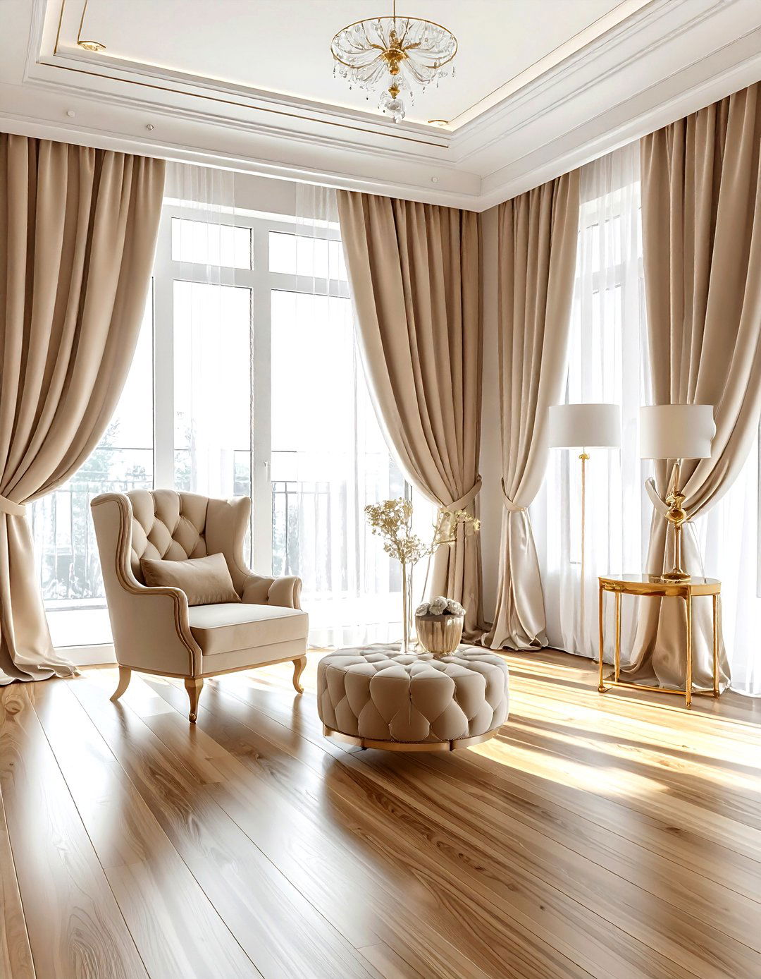 Silk drapery panels - 30 living room window treatment ideas