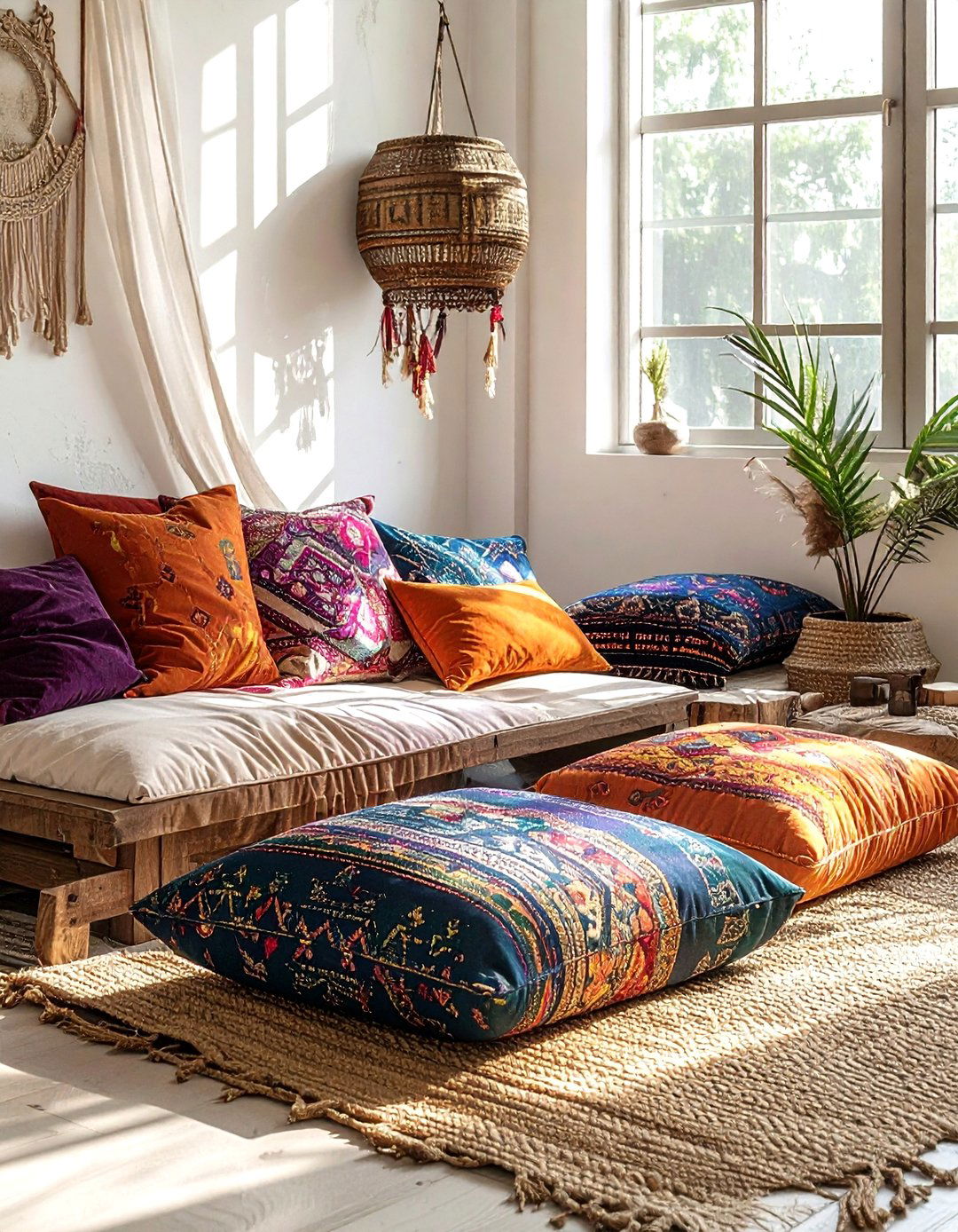Silk floor pillow - 30 silk decor ideas