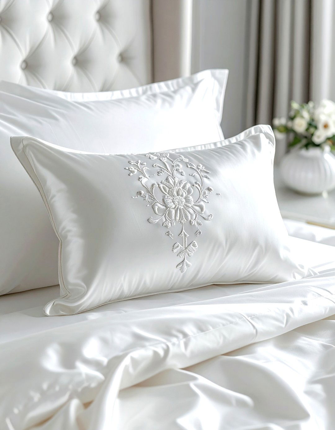 Silk lumbar pillow for luxury bedding - 30 lumbar pillow ideas