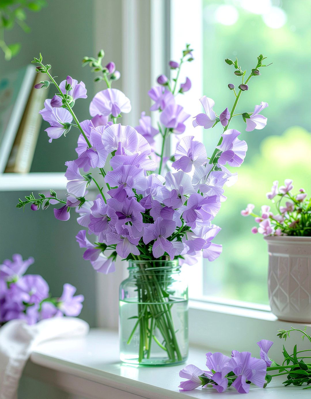 Silk sweet pea arrangement - 30 faux flower ideas