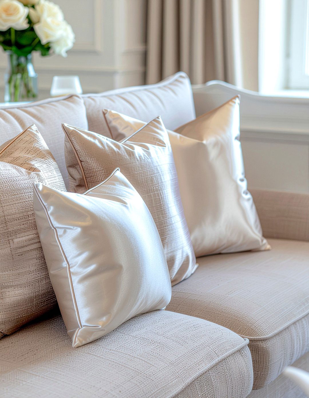 Silk throw pillows - 30 feminine living room ideas