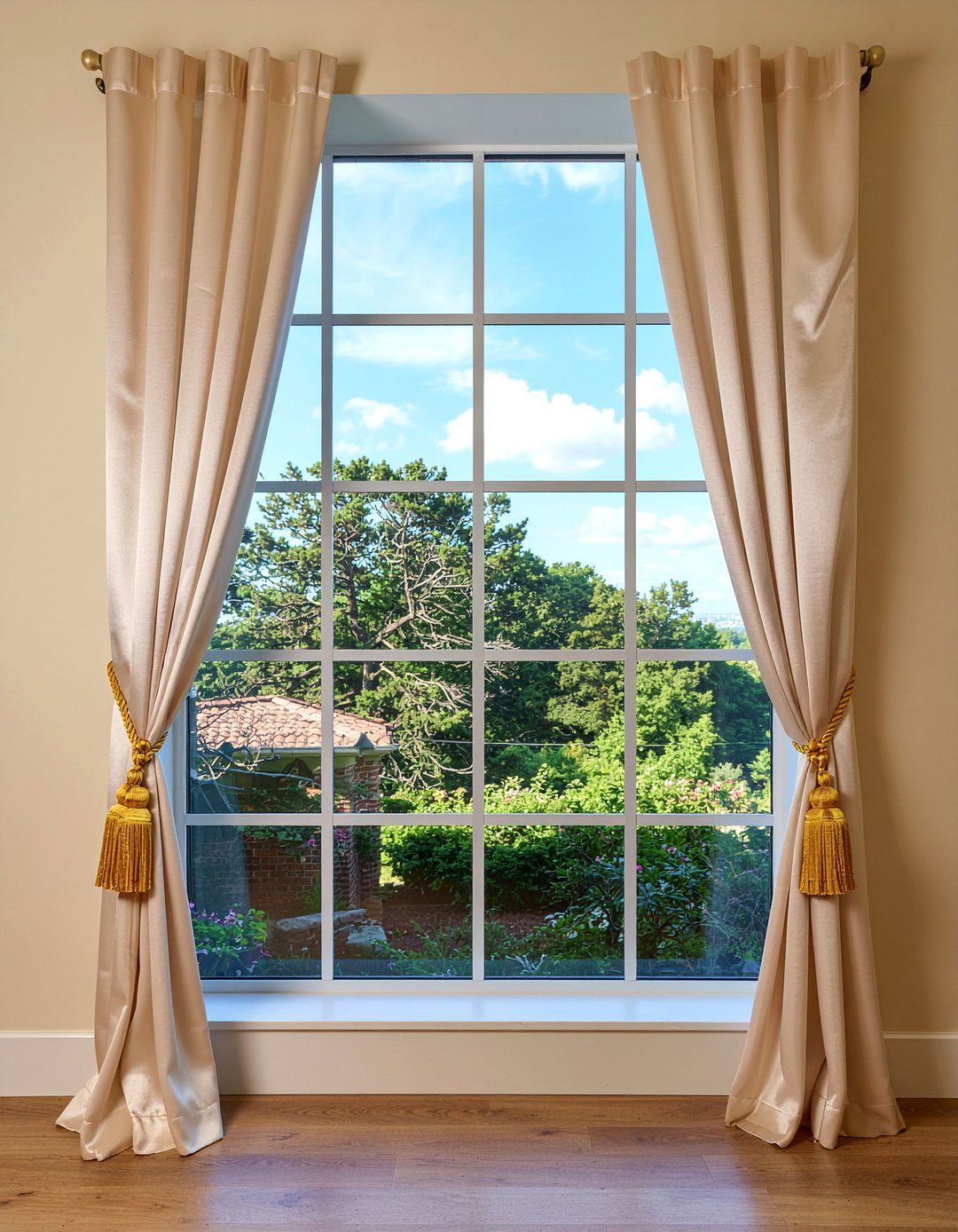 Silk window curtains - 30 living room Regency furniture ideas