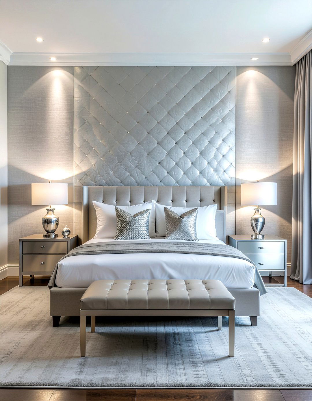 Silver Bedroom Accents - 30 cool toned bedroom ideas