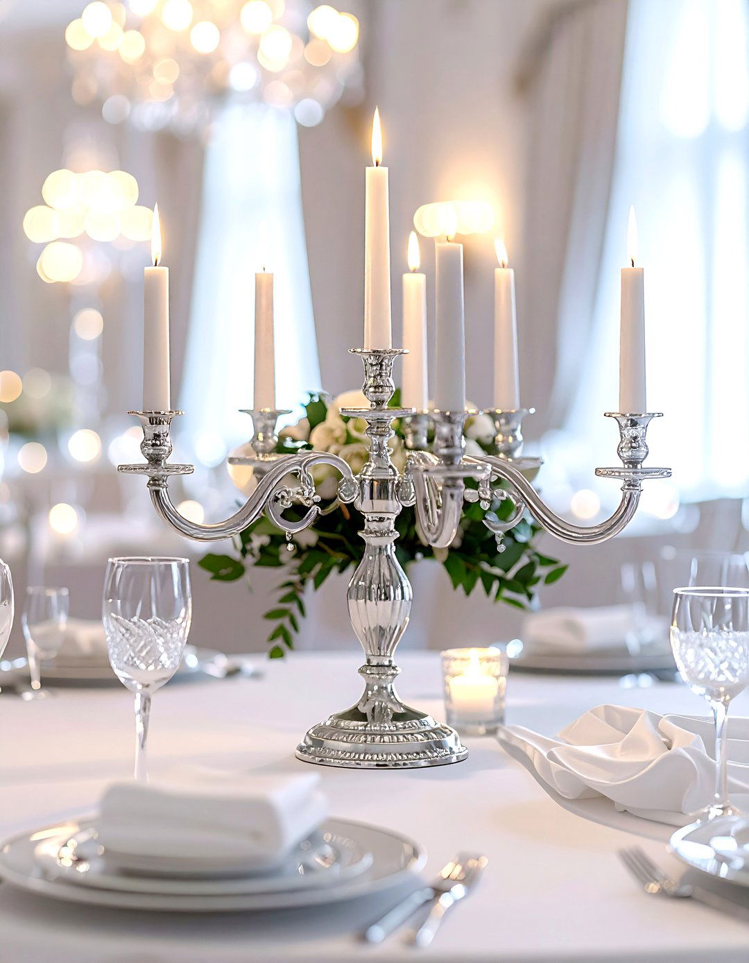 Silver Candelabra Centerpiece - 30 regal dining room ideas