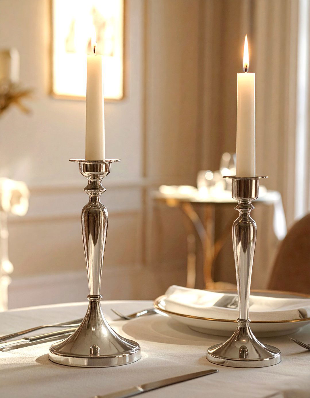 Silver Candlesticks - 30 traditional entertaining dining ideas