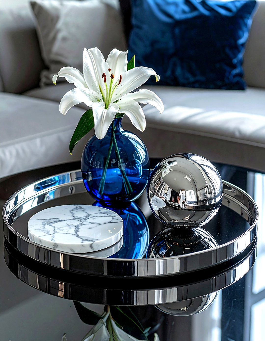 Silver Chrome Tray - 30 coffee table tray ideas