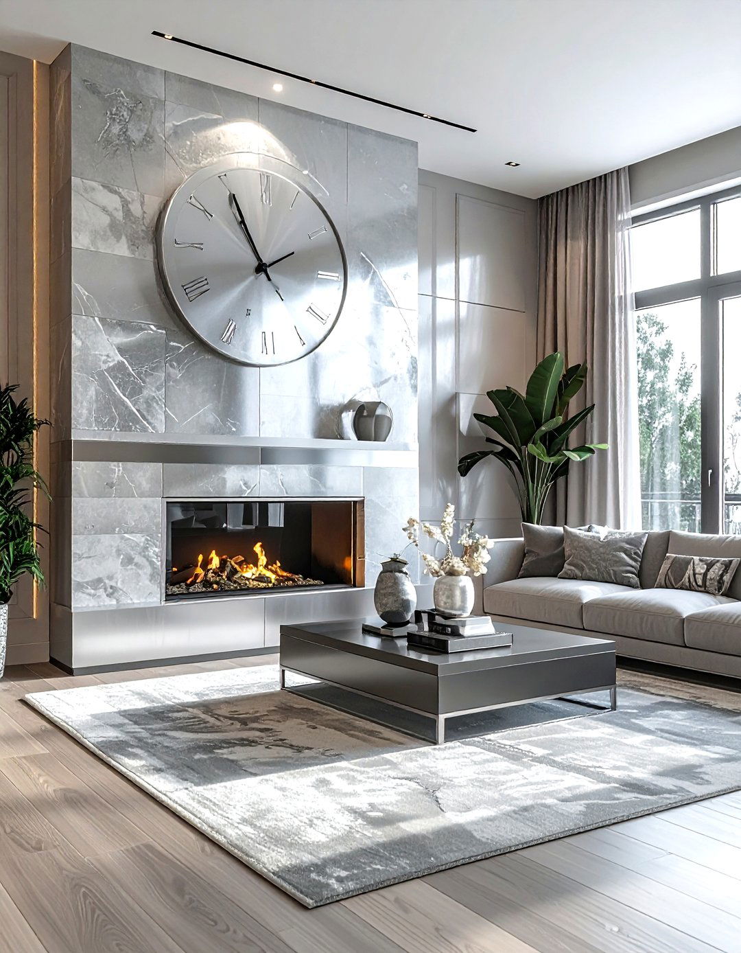 Silver Clock Wall Decor Living Room - 30 silver accent living room ideas