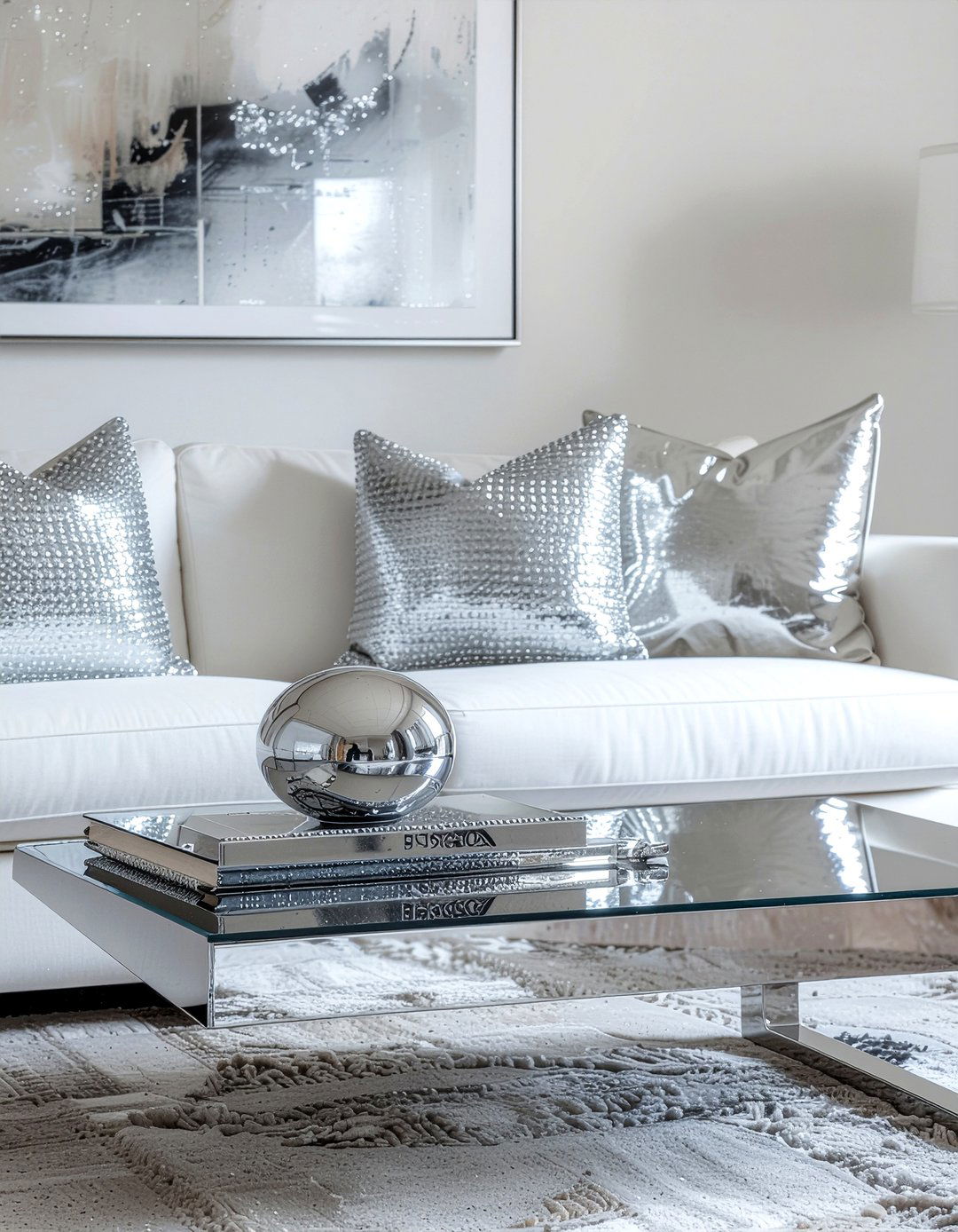 Silver Decor - 30 glam living room ideas