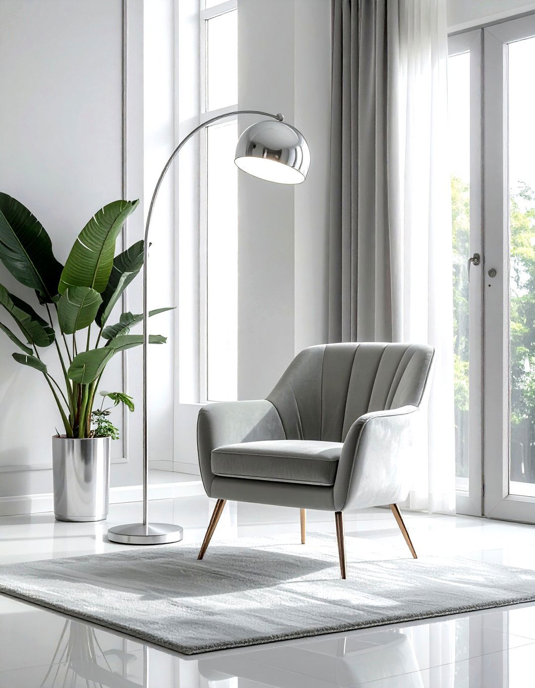 Silver Floor Lamp - 30 gray living room accessories ideas