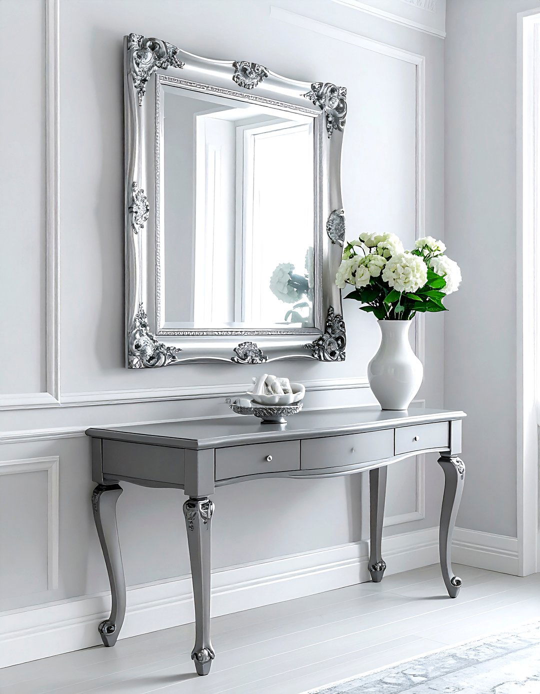 Silver Framed Mirror - 30 grey dining room accessories ideas
