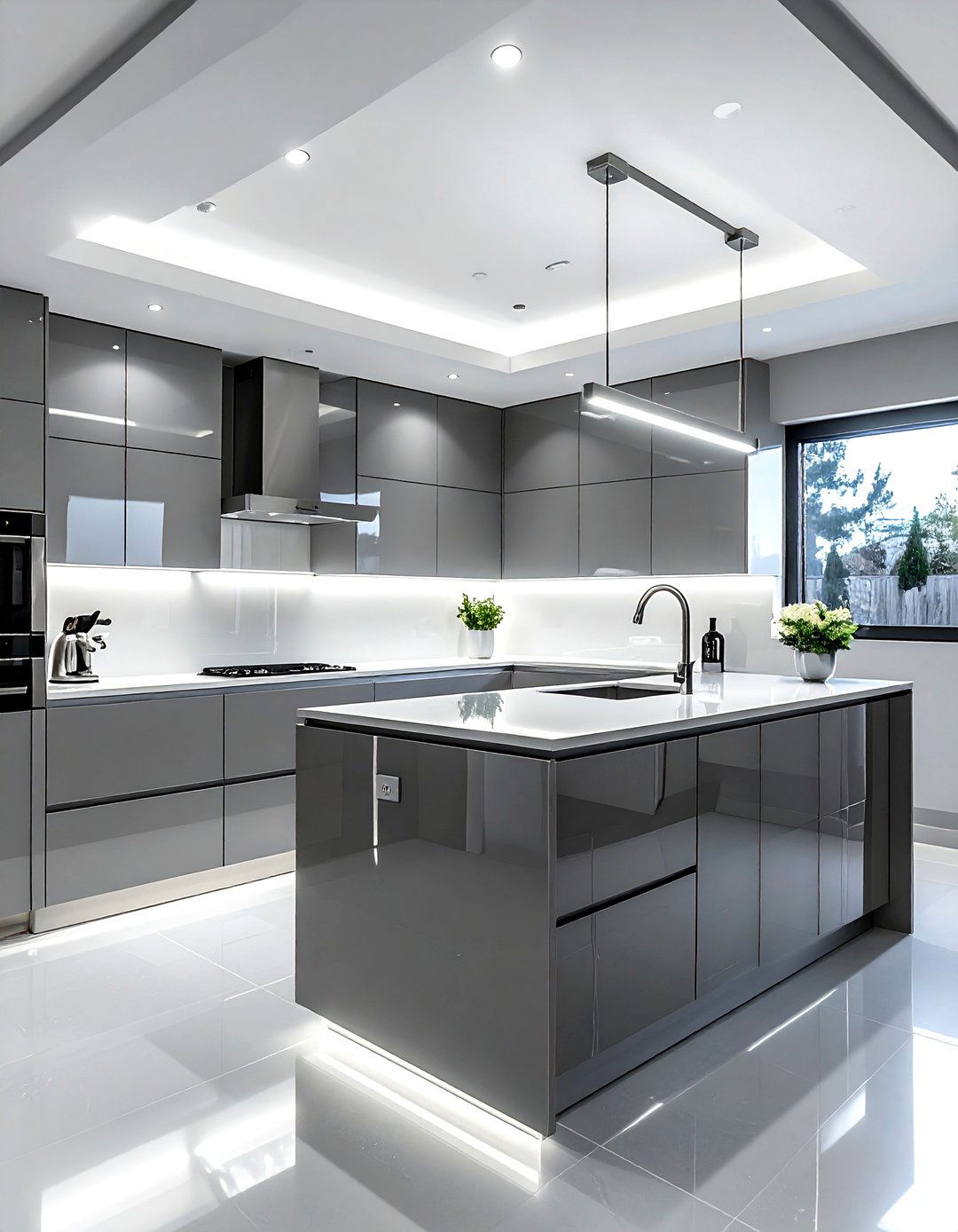 Silver Gray High Gloss Kitchen - 30 gray kitchen design ideas