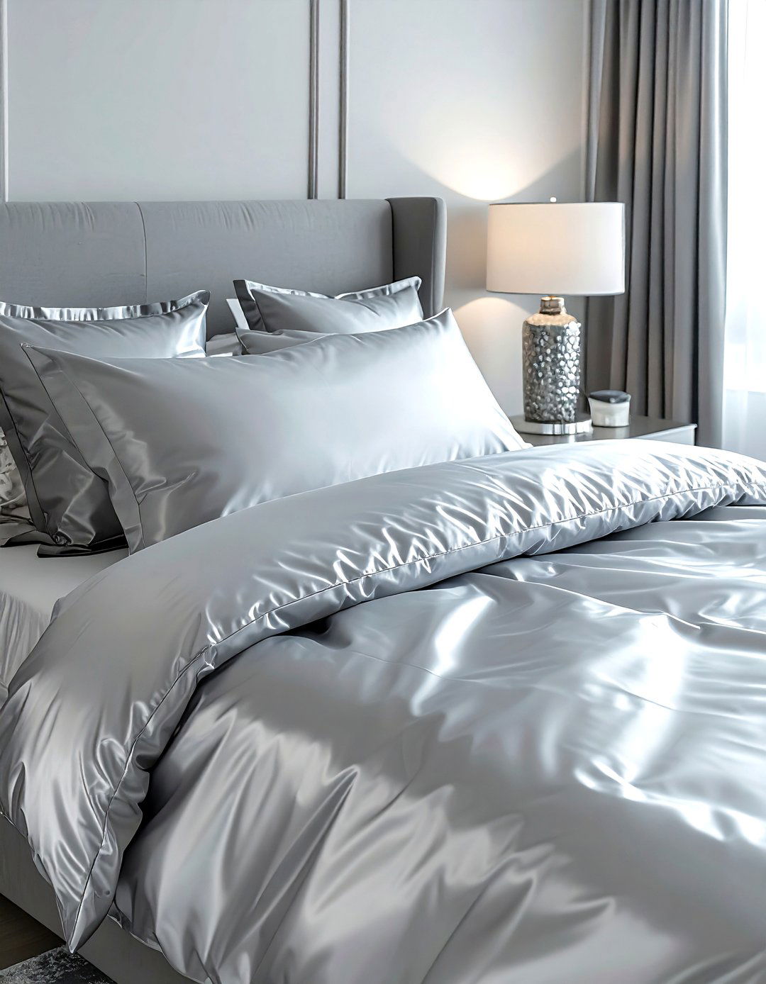 Silver Gray Linens - 30 contemporary gray bedroom ideas
