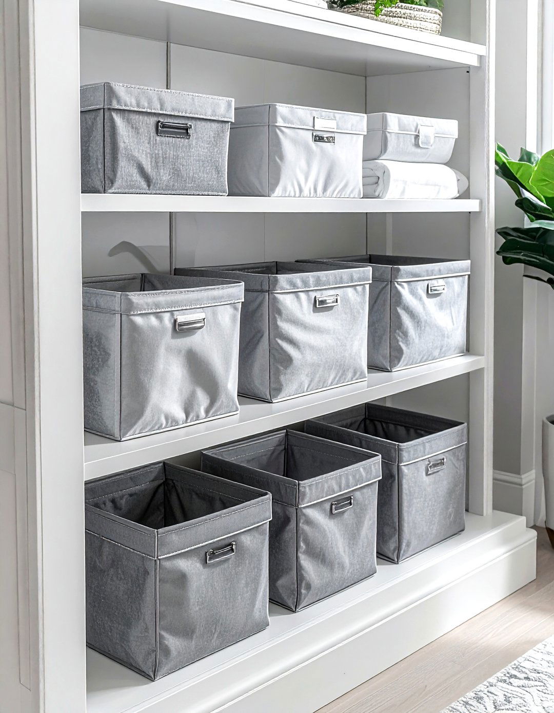 Silver Grey Storage Bins - 30 grey bathroom accessories ideas