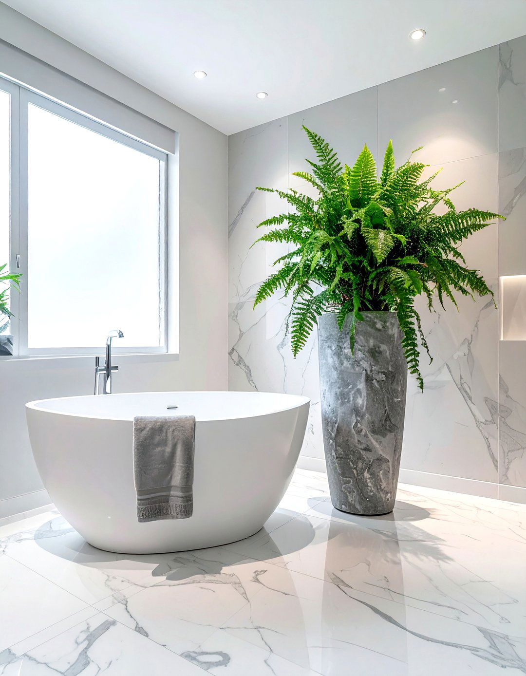 Silver Lady Fern Bathtub - 30 bathroom fern ideas