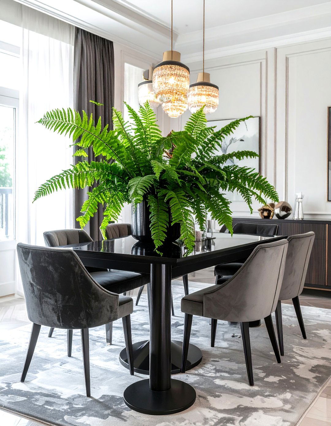 Silver Lady Fern Pedestal - 30 dining room fern ideas