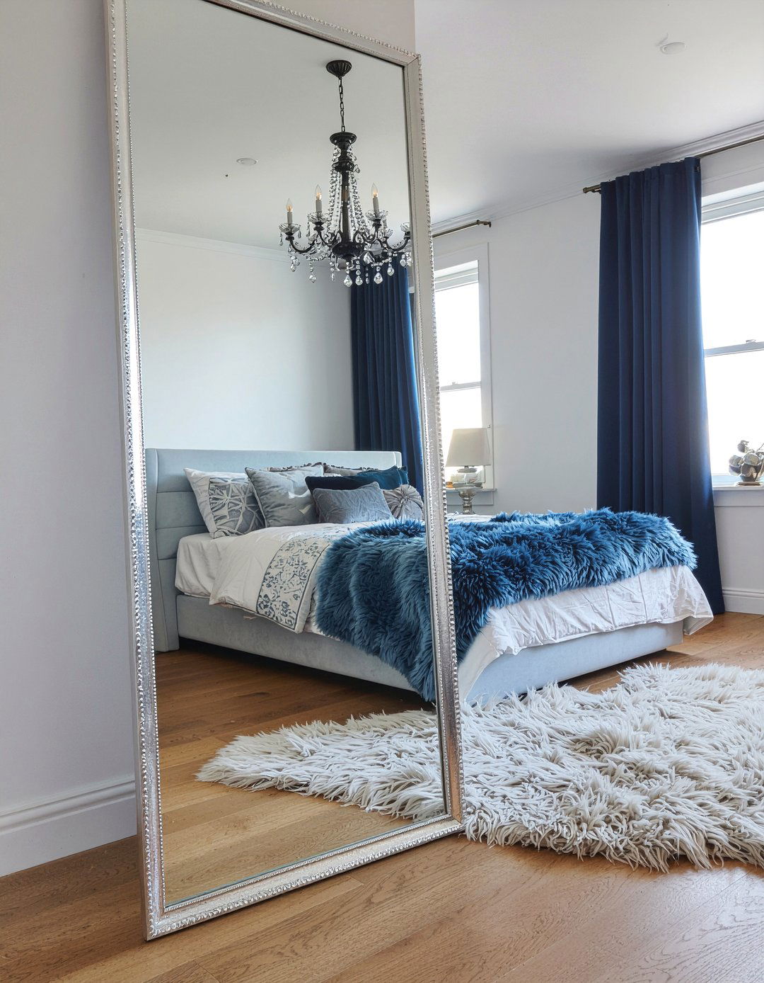 Silver Leaf Floor Mirror - 30 bedroom leaning mirrors