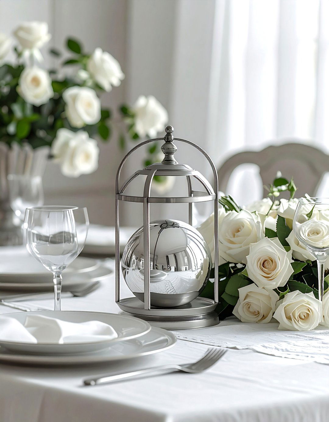 Silver Mercury Glass Sphere - 30 orb decor ideas
