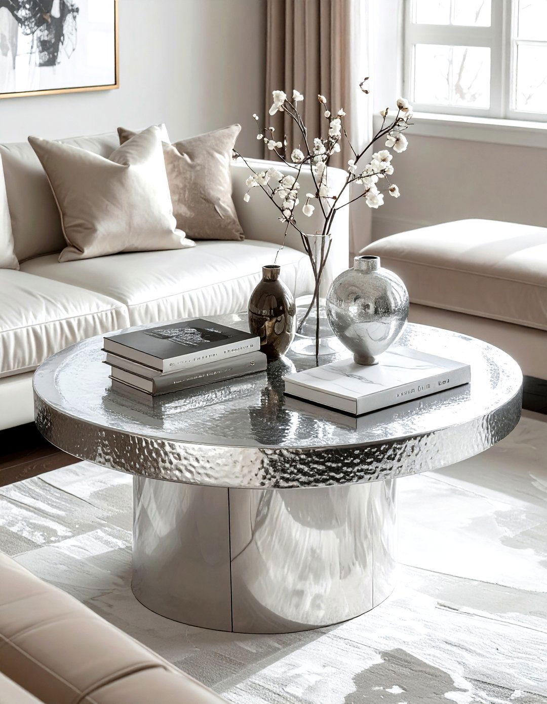 Silver Metallic Coffee Table Decor - 30 silver accent living room ideas