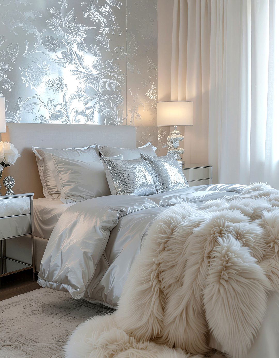 Silver Silk Wallpaper - 30 bedroom minimalist wallpapers